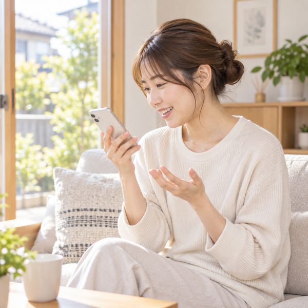 スマホで相談する女性